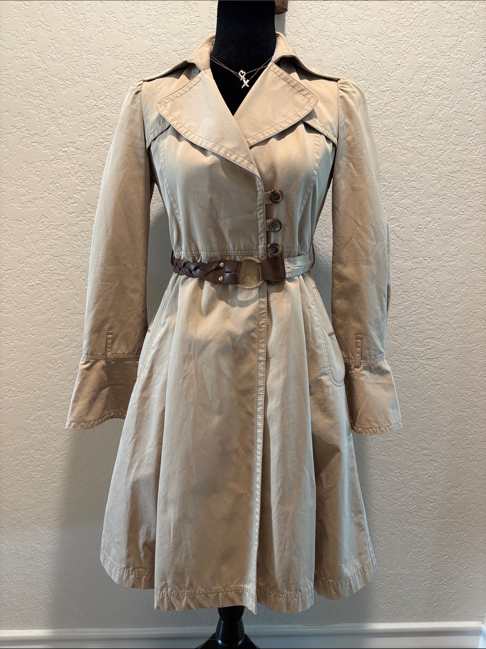 Burberry Size 36 (XS US) Trench Coat Khaki With Belt